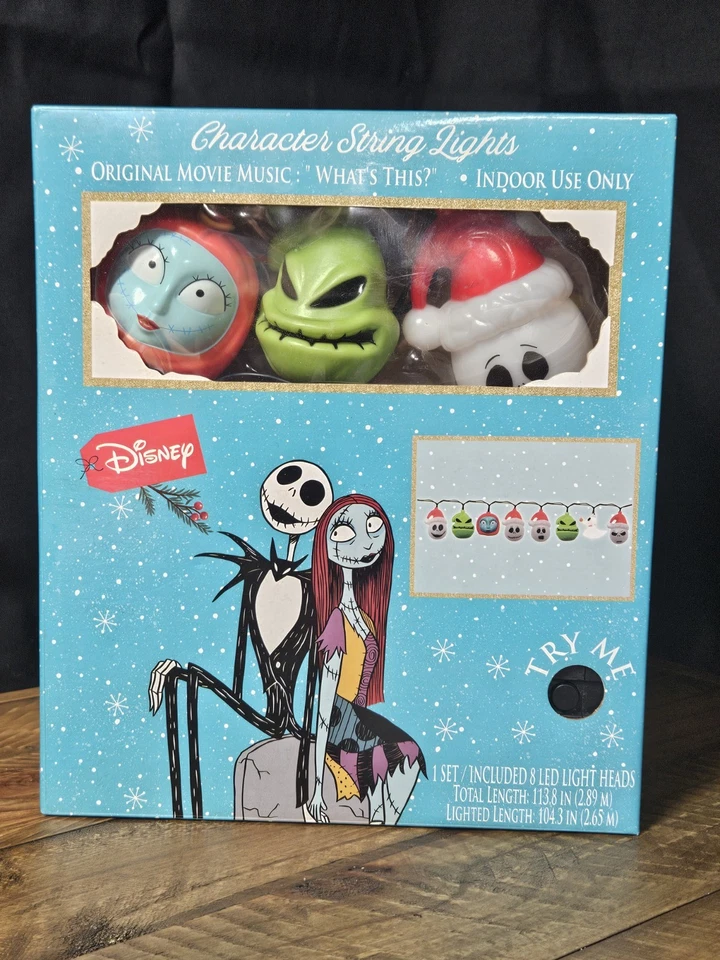 Cadena de luces de personajes de Pesadilla antes de Navidad "¿Qué es esto?" Música 8 NUEVO Foto 1 de 4