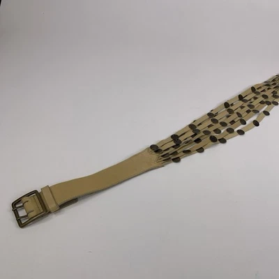 RARE Betsey Johnson Belt Leather 9 Strand Strappy Coin Vtg Retro Sz M *READ* - Image 1 of 4