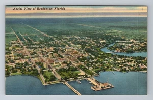 Bradenton FL-Florida, Aerial View of Bradenton, c1955 Antique Vintage Postcard - Picture 1 of 2