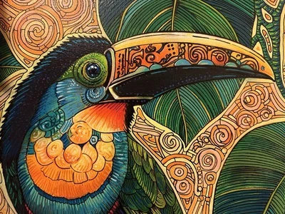 ✨ 原版里卡多·玛雅绘画 – 充满活力的图坎万花筒风格 ✨ — 第 1/4 张图片