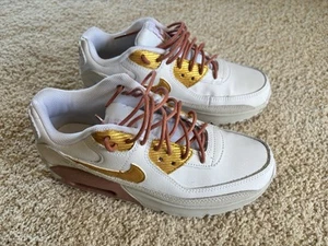 Nike Air Max white gold trainers sneakers 4Y UK3.5 EU36 - Picture 1 of 6