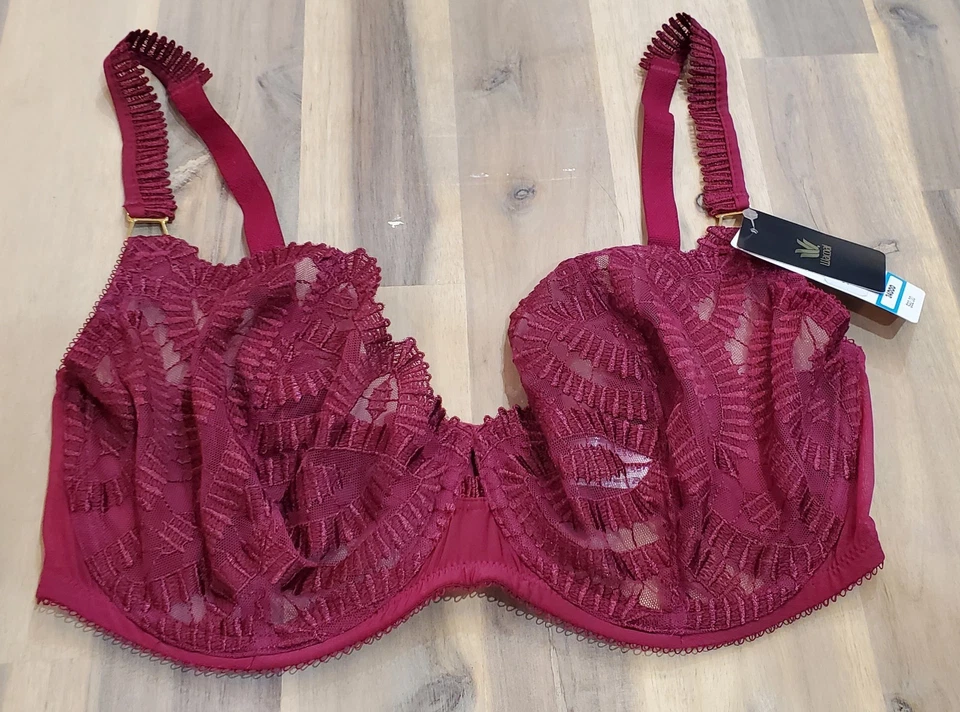 Sujetador Balconette Wacoal Para Mujer Bordado After Dark Rojo Ciruela Talla 34DDD MRSP $92 Foto 1 de 4