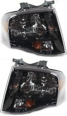 For 07-13 Expedition Front Headlight Headlamp Black Interior w/Bulb SET PAIR Foto 1 de 4