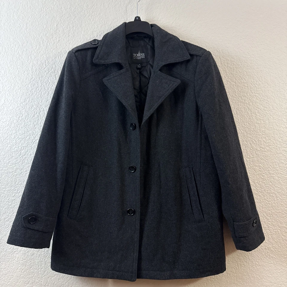 Abrigo de Lana Vintage Talla M o 48 Gris Carbón Botón Frontal Sin Usar Estado  Foto 1 de 4