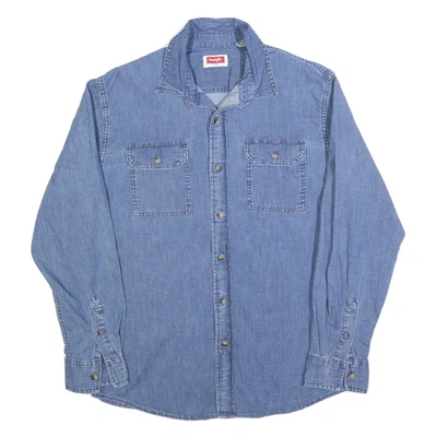 Camisa vaquera azul para hombre WRANGLER M abotonada informal manga larga mezcla de algodón Foto 1 de 4