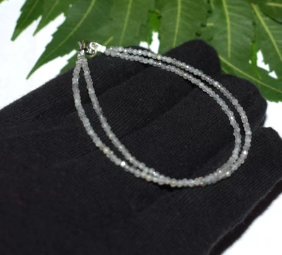 Natural Labradorite Gemstone 925 Sterling Silver Bracelet Wedding Gift 5-10" - Image 1 of 4