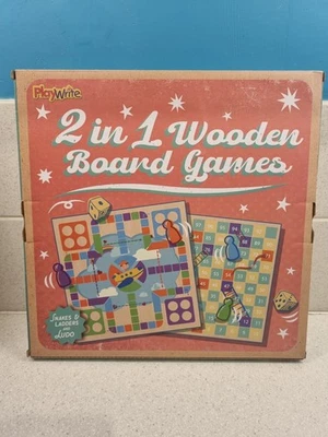 Snakes & Ladders and Ludo Wooden Board Game 2 in 1 for Kids/Children, New In Box - Image 1 of 4