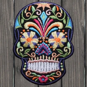 Sugar Skull Embroidered Patch — Iron On - Picture 1 of 2