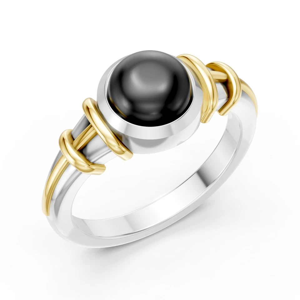 Anel de prata 925 ouro 10K esmeralda ônix turquesa coral presente unissex - Imagem 1 de 4