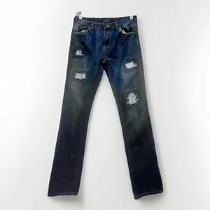 Lucky Brand Billy Straight Denim Jeans Distressed Patch Boys 16 Blue Y2K Lucky U - Picture 1 of 8