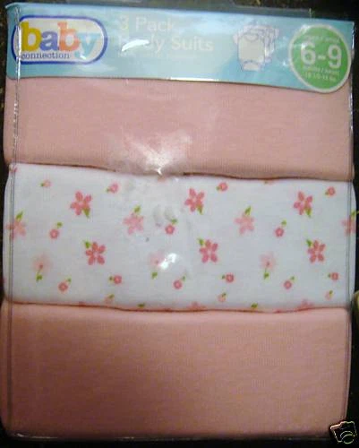 Baby Connection 3 PACK BABY GIRLS BODY SUITS T-Shirt SIZE 6-9 MONTHS NIP - Image 1 of 1