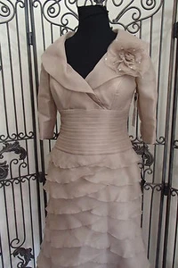 A454 PRONOVIAS PARIS NINFA SZ 6 SAND $570 COCKTAIL DRESS GOWN - Picture 1 of 8