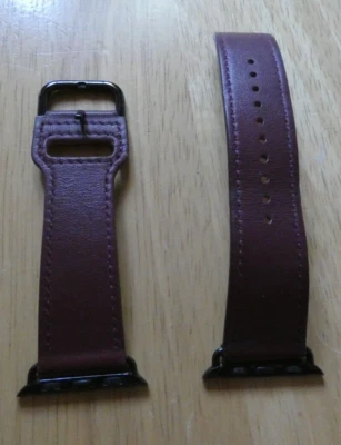 Correa de reloj de cuero marrón natural de silicona genuina para Apple Watch para 38 mm Foto 1 de 2