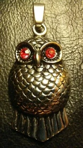 RUBY EYED OWL PENDENT/CHAIN- OWLS- HALLOWEEN- BIKER- 26 INCH CHAIN - Picture 1 of 9
