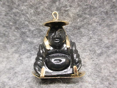 Dije de Buda Colgante Figura Negro Plástico y Metal 1 1/4" Alto Nuevo de Lote Antiguo Foto 1 de 2