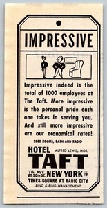 1943 Hotel Taft NY Times Square at Radio City Trimmed Original Magazine Print Ad - Picture 1 of 1