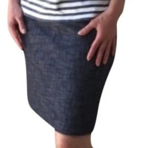 Falda lápiz delgada Elie Tahari para mujer carrera azul marino tweed $250 clásica 6 pequeña - Imagen 1 de 4