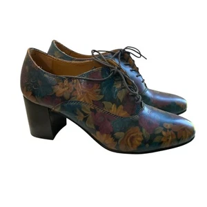 Patricia Nash Heeled Oxford Womens Mara 9 Lace Up Bootie Blue Tan Shooties Indi - Picture 1 of 12