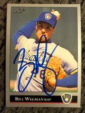 1992 Leaf BILL WEGMAN Autographed Baseball Card #196 BREWERS