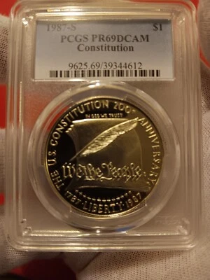 1987-S PCGS PR69DCAM Constitution Silver Dollar PCGS  - Image 1 of 3