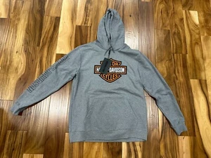 Harley-Davidson Men's Bar & Shield Logo Hoodie Gray Biker Rider Medium - Picture 1 of 11