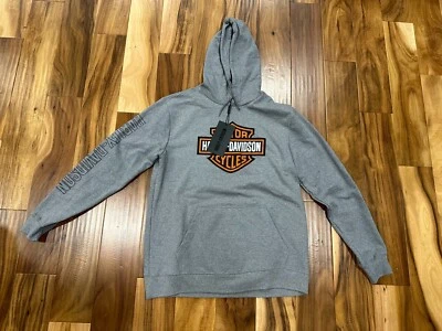 Sudadera con capucha gris con logotipo de barra y escudo Harley-Davidson para hombre motociclista ciclista mediana Foto 1 de 4