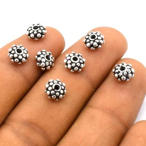 13 Pcs 7mm Rondelle Spacer Bead Antique Silver Plated Jewelry Making - Picture 1 of 6
