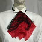 Lace Jabot necktie Collar Goth Vamp Black red female power tie Geechlark 5954