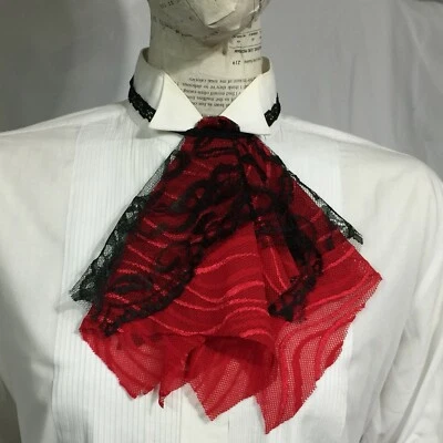 Corbata de encaje Jabot cuello gótico vampiro negro rojo mujer corbata eléctrica Geechlark 5954 Foto 1 de 4