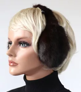 Fur Ear Muffs Mink Winter Warm Coffee Dark Fashion Trend - Picture 1 of 7