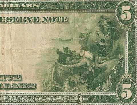 LARGE 1914 $5 DOLLAR BILL FEDERAL RESERVE NOTE BIG PAPER MONEY Fr 871a PCGS 25 Cover