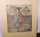 Vintage Etching By Willy Seiler original hand colored etching 6-7/8" x 7-3/4"
