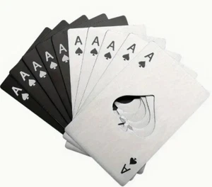 2x Flaschenöffner Pik As Geldbörse Edelstahl Karte schwarz, silber  NEU - Bild 1 von 3