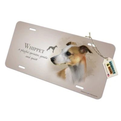 Etiqueta de tocador de metal novedosa raza perro Whippet matrícula Foto 1 de 4