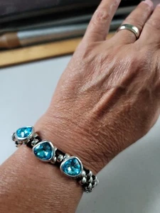 Handmade Uno de 50 STYLE Bracelet  Caribbean turquoise blue 3 crystal - Picture 1 of 10