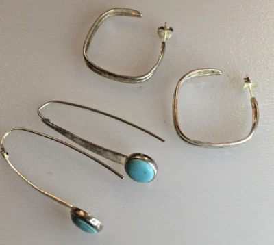 Lot 2 SILPADA Sterling Silver Swan Dive W2132 Earrings Hoops Natural Order P3127 - Image 1 of 4