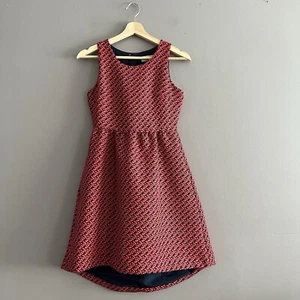 Vestido Lili Wang Anthropologie Alto Bajo Jacquard Sin Mangas Rojo Talla 2 - Imagen 1 de 13