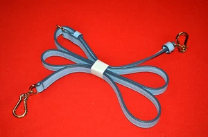 Coach Leather Replacement Purse Strap Handle Shoulder Hand Bag Blue W/ Gold Clip - Picture 1 of 7