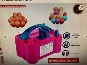 Portable Electric Balloon Pump Two Nozzle Air Blower Inflator Party - Picture 1 of 3