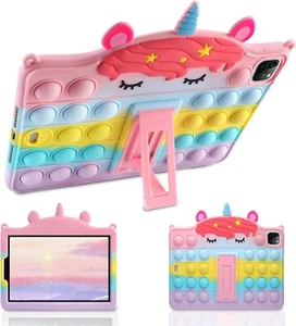 Kids iPad Air 5 / 4 10.9" Stand Case Protective Cover 3D Push Pop Bubble Unicorn - Picture 1 of 7