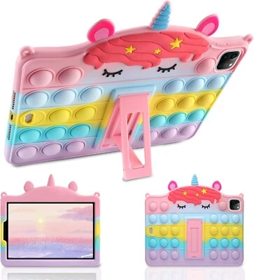 Kids iPad Air 5 / 4 10.9" Stand Case Protective Cover 3D Push Pop Bubble Unicorn - Image 1 of 4