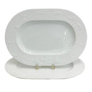 Paar Rosenthal Germany Porzellan 16 Zoll ovale Servierplatten Zauberflöte weiß - Bild 1 von 4