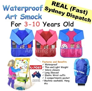 Waterproof Art Smock Toddler feeding cover long sleeve kids apron bib boy girl - Picture 1 of 6