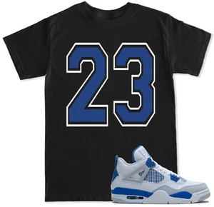 23 Blue T Shirt to match with Air Js Retro 4 Military Blue Shoes - Picture 1 of 10