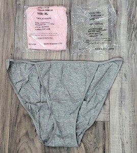 Vintage NOS LOT OF 2- Fredericks of Hollywood Gray Pink Cotton Bikini Panties XL