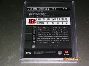JEROME SIMPSON 2008 FINEST FULL NFL LOGO SHIELD PATCH AUTO RC #13/15 SP ROOKIE - Picture 1 of 3
