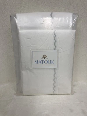 Juego de funda nórdica y fundas Matouk Astrid 350 TC percal COMPLETO/QUEEN blanco/plateado Foto 1 de 4