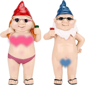 Garden Gnomes 2Pcs, Funny Garden Gnomes Outdoor Statues, Gnomes Gifts for Indoor - Picture 1 of 12