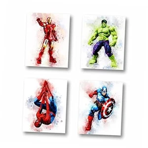 PurpleheARTs | Superheroes Watercolor Wall Art Poster Prints | Superheroes - Picture 1 of 6