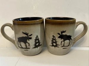 Woodland Home Studio Coffee Mugs Brown Moose **Set of 2** Coffee Mugs - Picture 1 of 4
